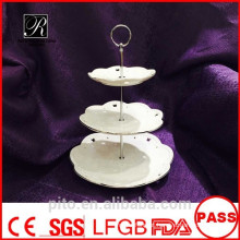 P &amp; T fábrica de cerâmica, porcelana bolo de chá de alta stands, bolo de casamento fica, placas redondas